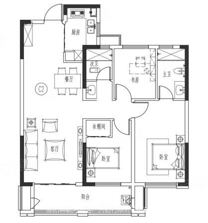 开元时代3室2厅2卫122㎡南北58万