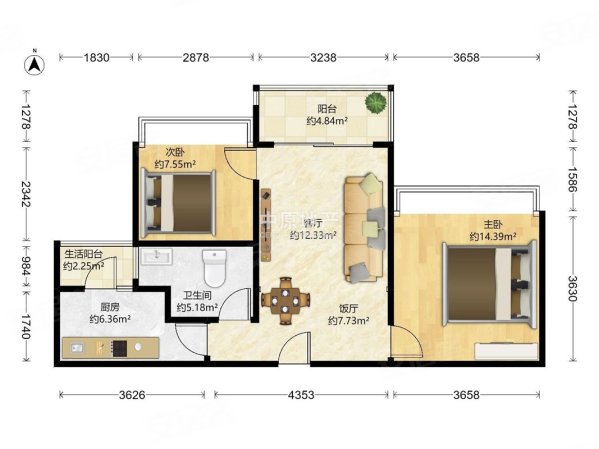 东风广场 四期 精装两房 方正实用 保养好 产权清晰东风东小