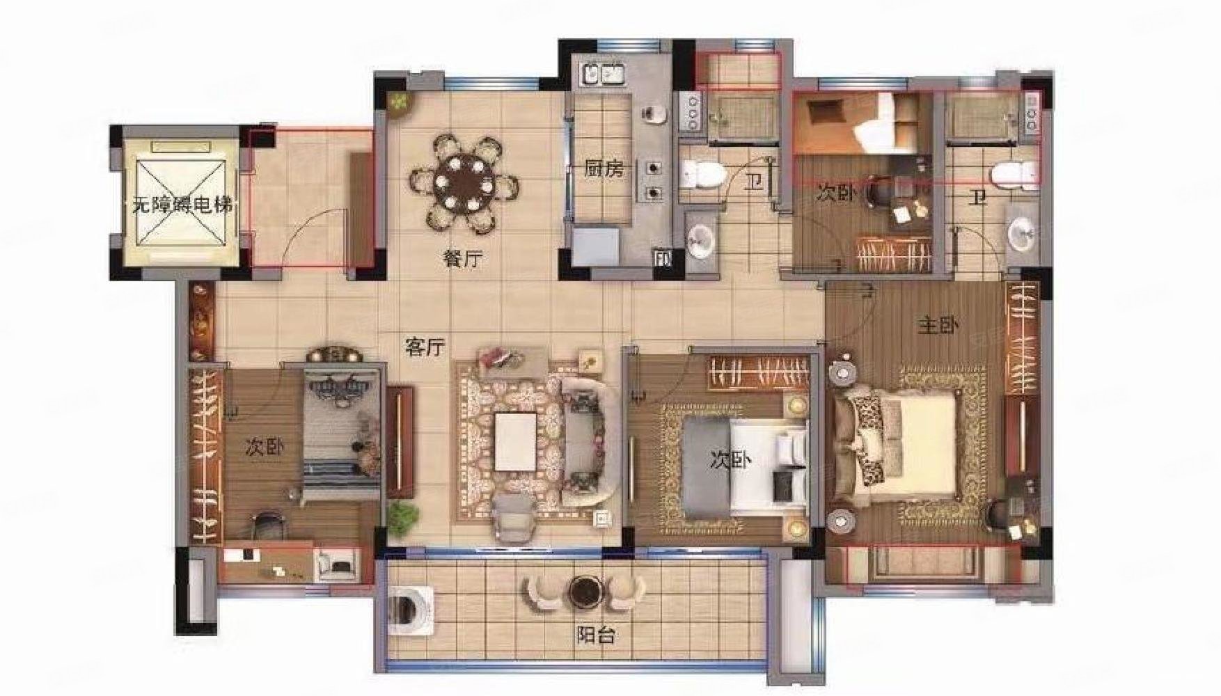 碧桂园都荟名邸3室2厅2卫122㎡南北118万
