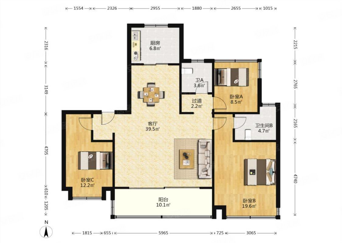 新上急售龙湖光年前排大四房户型方正全天采光视野好有钥匙