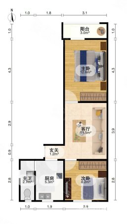 系马桩130-278号小区2室1厅1卫56㎡南39万