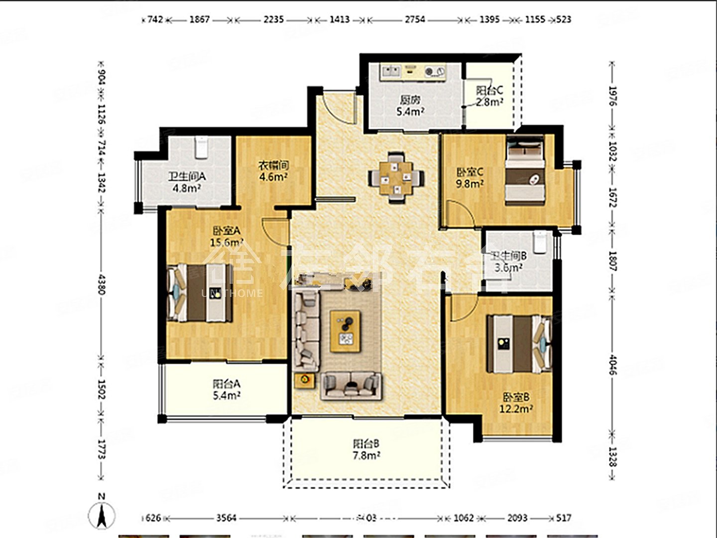 鲁能星城四街区 装修大三房 眼镜户型 非常安静 居家舒适