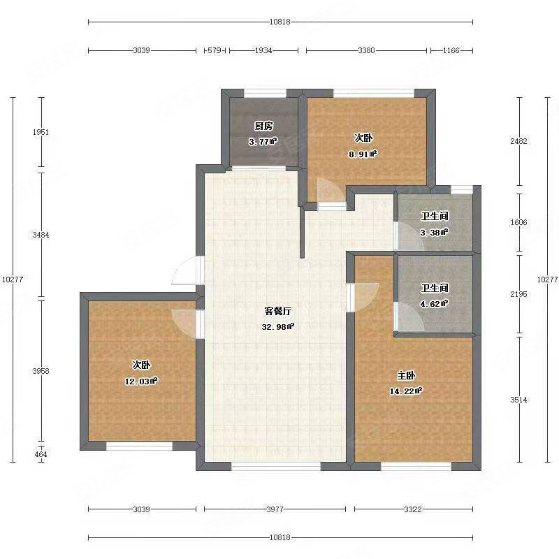 延大护理学院小区3室2厅2卫135㎡南北62万