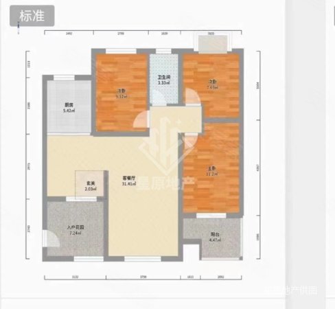 天逸双水湾3室2厅1卫106㎡南北88万