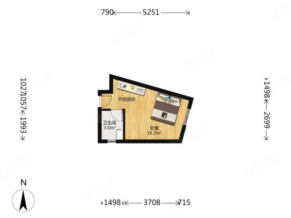 北街家园(八区)1室0厅1卫29.23㎡东125万