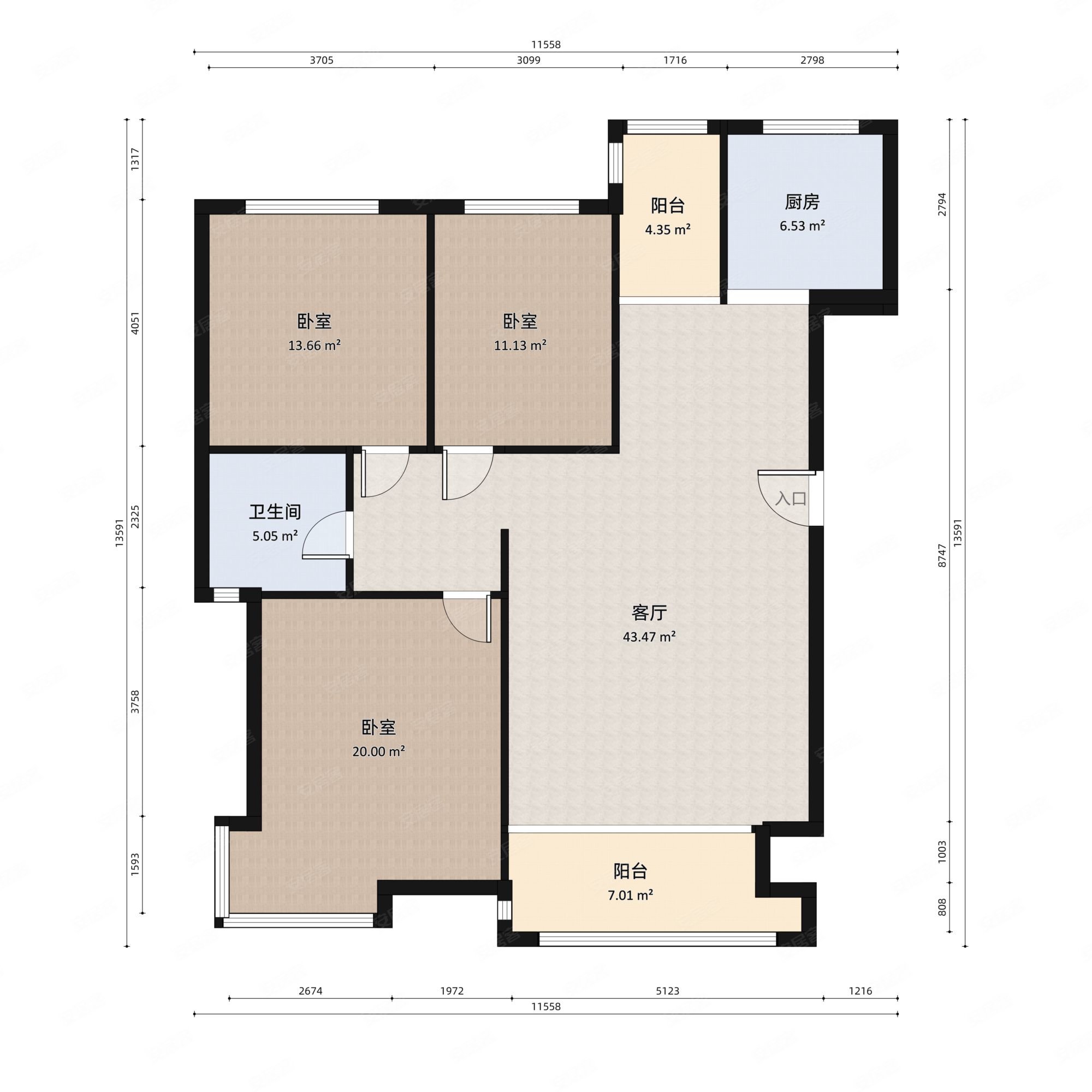 鑫苑名家全新装修未住过电梯一梯两户南北通透拎包入住