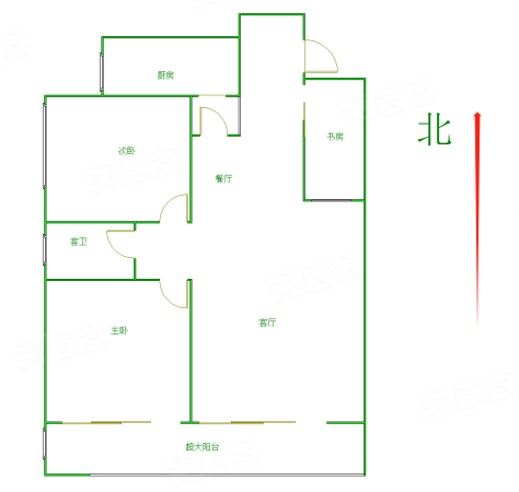 大儒世家朗园3室2厅1卫85.29㎡南北185万