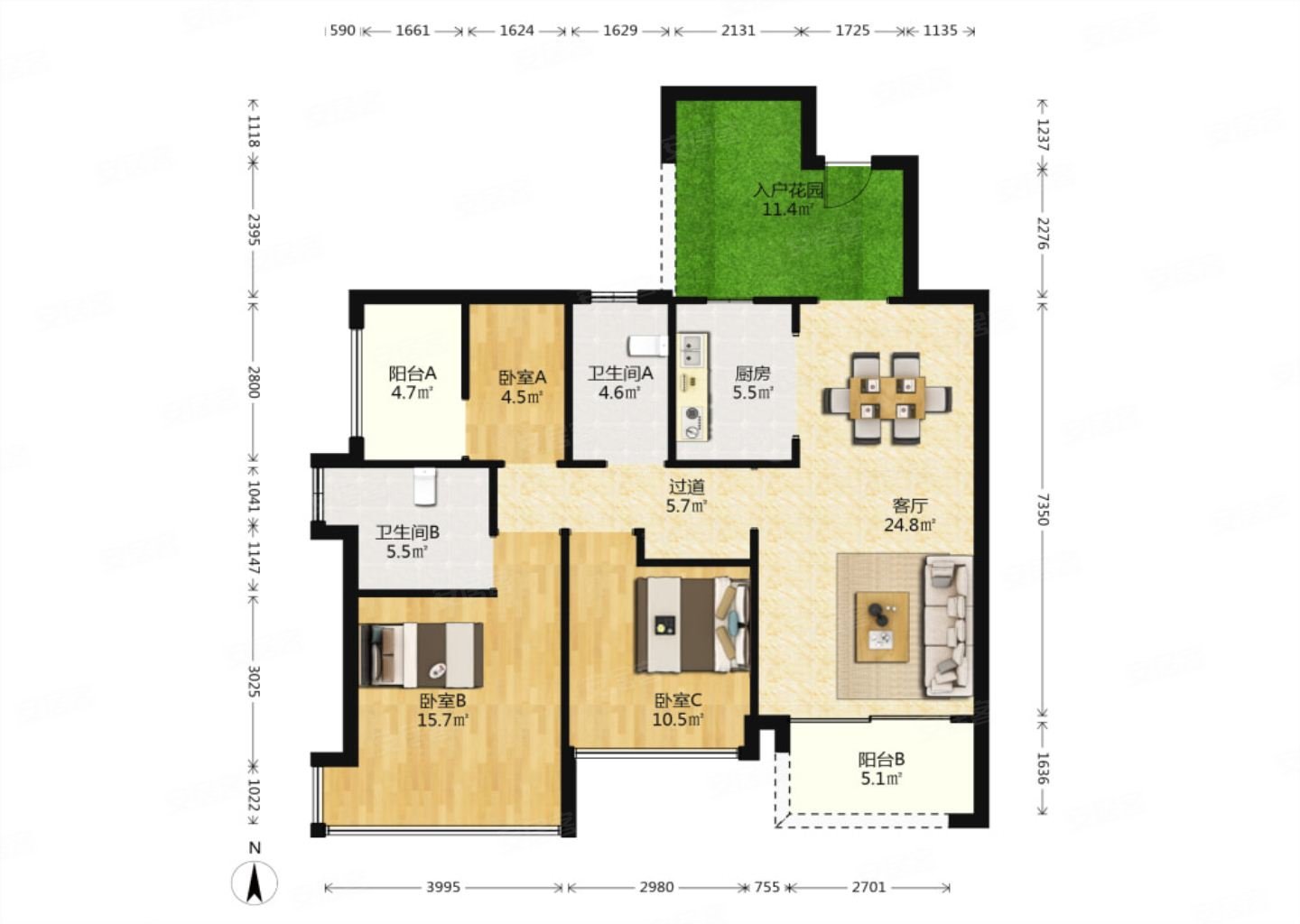 新上笋盘丨送多一个入户花园丨户型方正实用丨价很笋,华发四季二手房