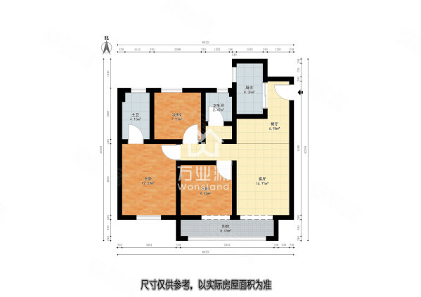 远洋博屿海博风园3室2厅2卫105㎡南北82万