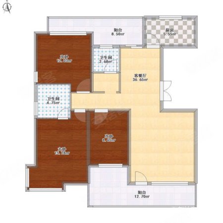 华庭明德府3室2厅1卫128.16㎡南北67万