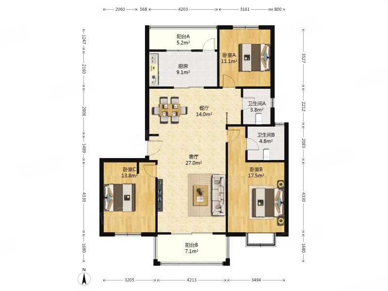 半岛花园二手房,898万,3室2厅,2卫,111.83平米-上海安居客