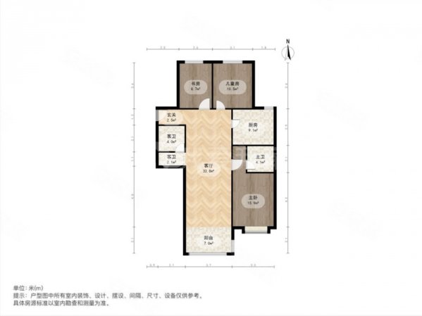 太原万科城3室2厅2卫120.61㎡南北139万