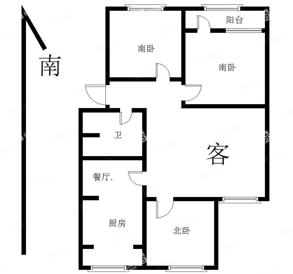 湖南小区(北区)3室2厅1卫96.35㎡南北168万