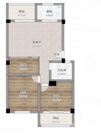 三元路小区3室1厅1卫73.26㎡东南33.8万