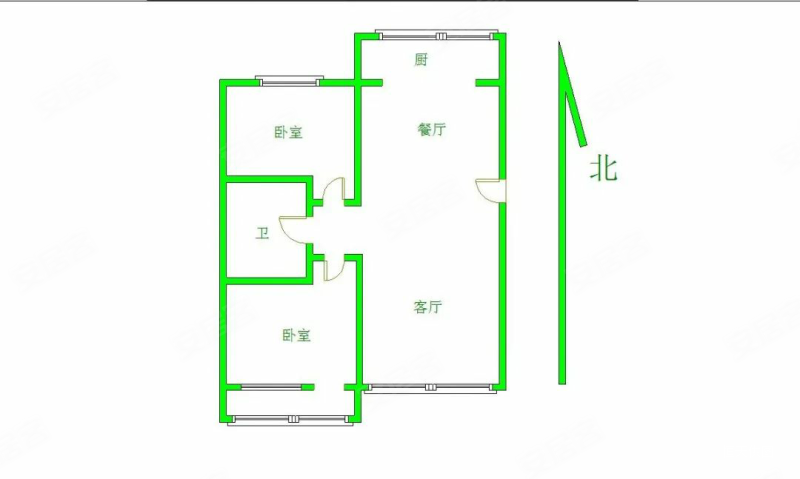 凰家胜利园2室2厅1卫94㎡南北52万