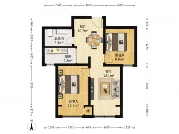 东亚印象台湖2室2厅1卫69.58㎡南230万