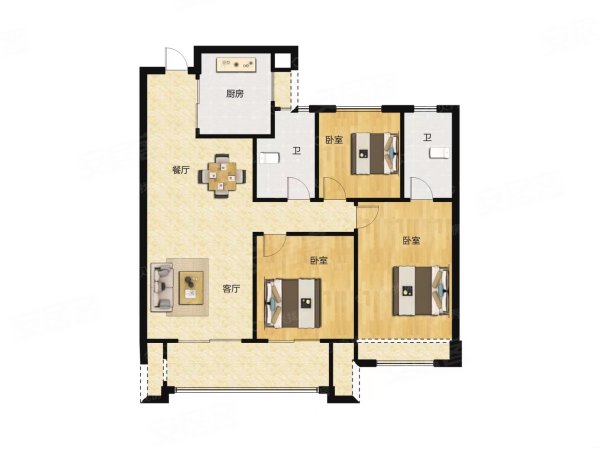 东原阅城二期3室2厅2卫102㎡南北88.5万