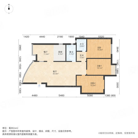 南五花苑3室2厅2卫127.59㎡南60万