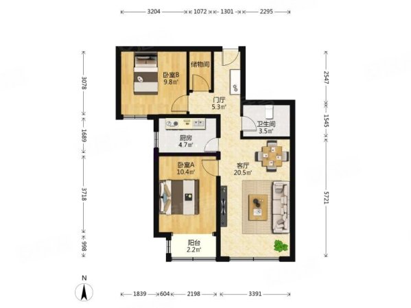 金通阳光苑(南区)2室2厅1卫85㎡南430万