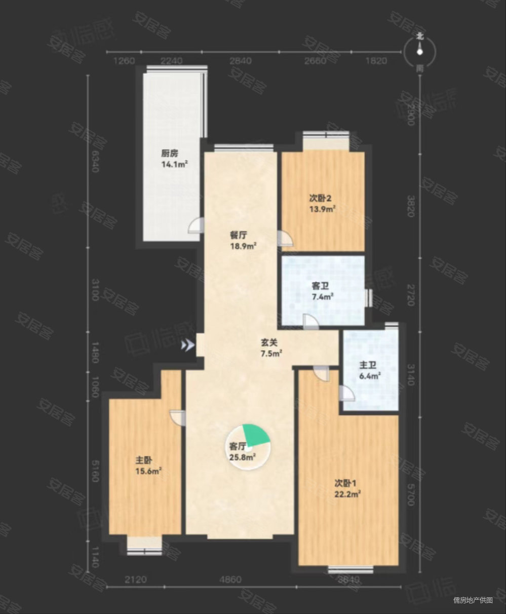 半山公馆3室2厅2卫175.06㎡南北115万