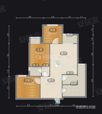 汇祥林里3000(四期)3室3厅2卫80㎡南102万