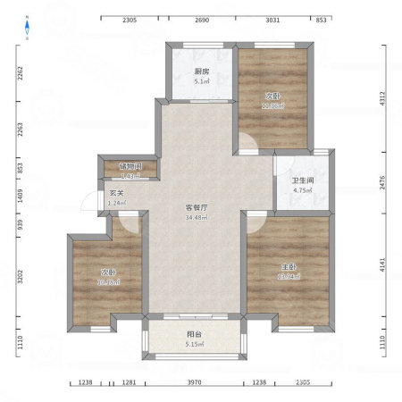 观澜国际3室2厅1卫115㎡南82万