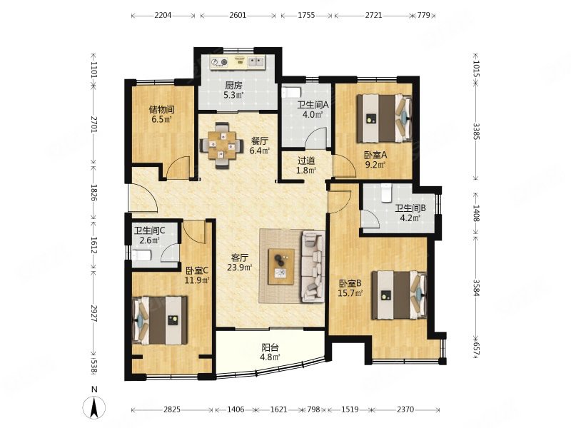 急售 地铁口次新房 四叶草户型 自住精装 带车位 看房方便,颐景园二手