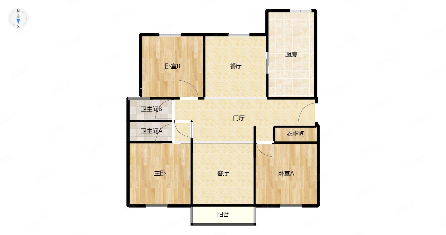 凤祥名居飞机户型中间楼层双卫生间南北通透送家具家