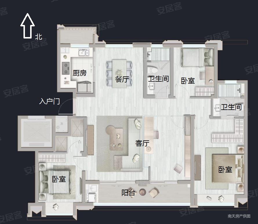雅戈尔江上4室2厅2卫126㎡南430万