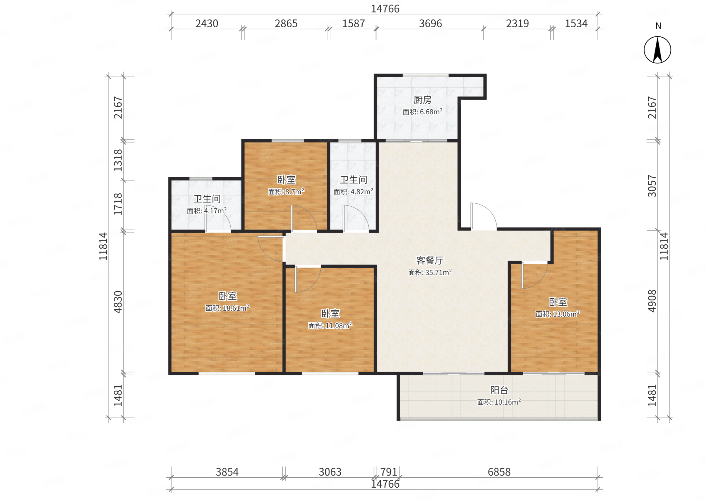 有电梯 出行方便,金基望樾府二手房,488万,4室2厅,2卫,170平米-南京