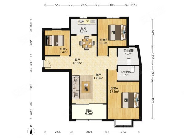 金陵湾南北通透3房有钥匙诚心出售毛坯房改善环境