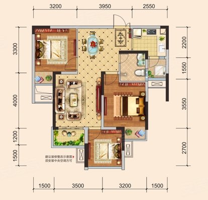 重庆永川万达广场昕晖香缇漫城昕晖香缇漫城 3室2厅2卫 配套齐全 98平