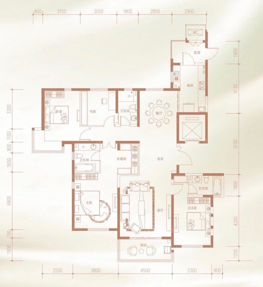 白桦林团圆4室2厅3卫199.7㎡南北510万
