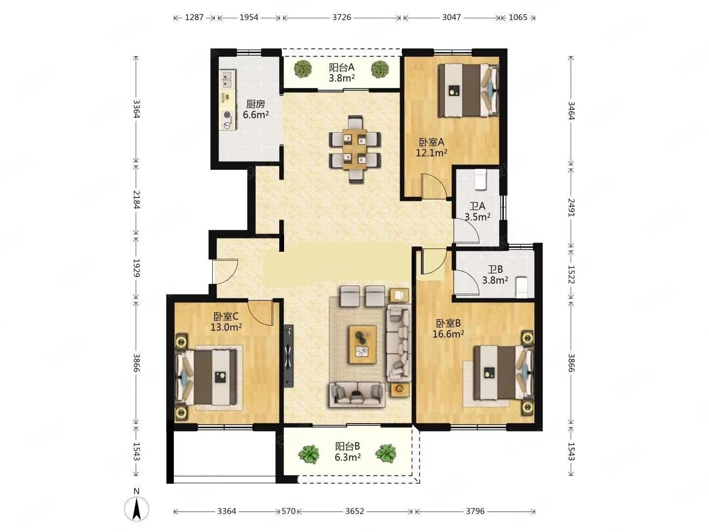 洋房三叶草户型!建业品质环境好 一梯两户公摊小!