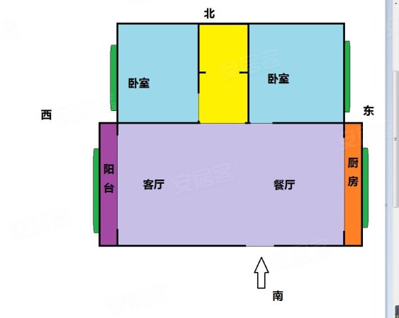 汇业小区2室1厅1卫70㎡南北126万