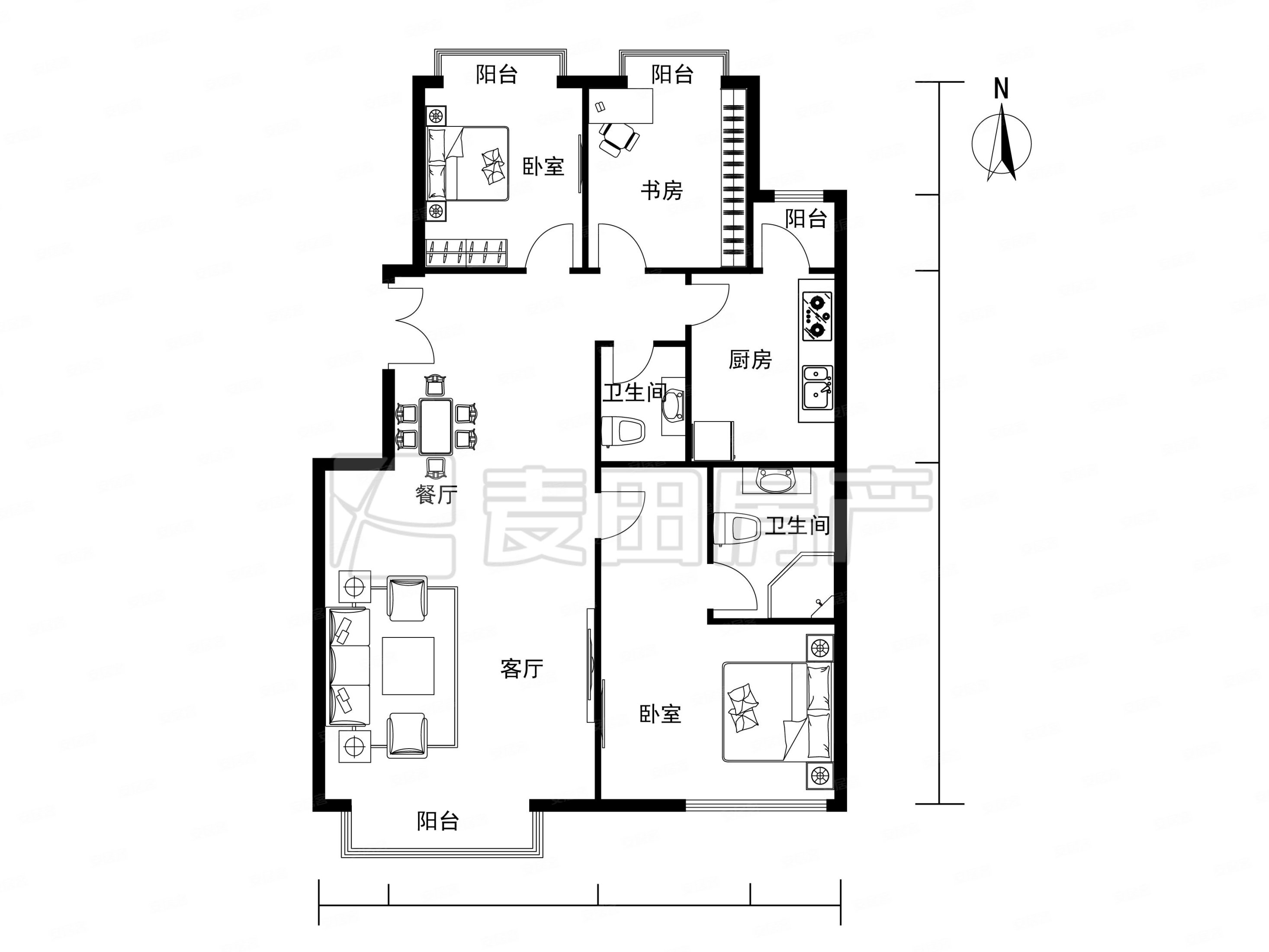 紫芳园(二区)3室1厅2卫138.21㎡南北1190万