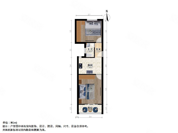 德州七村(380弄)2室1厅1卫53.51㎡南219万