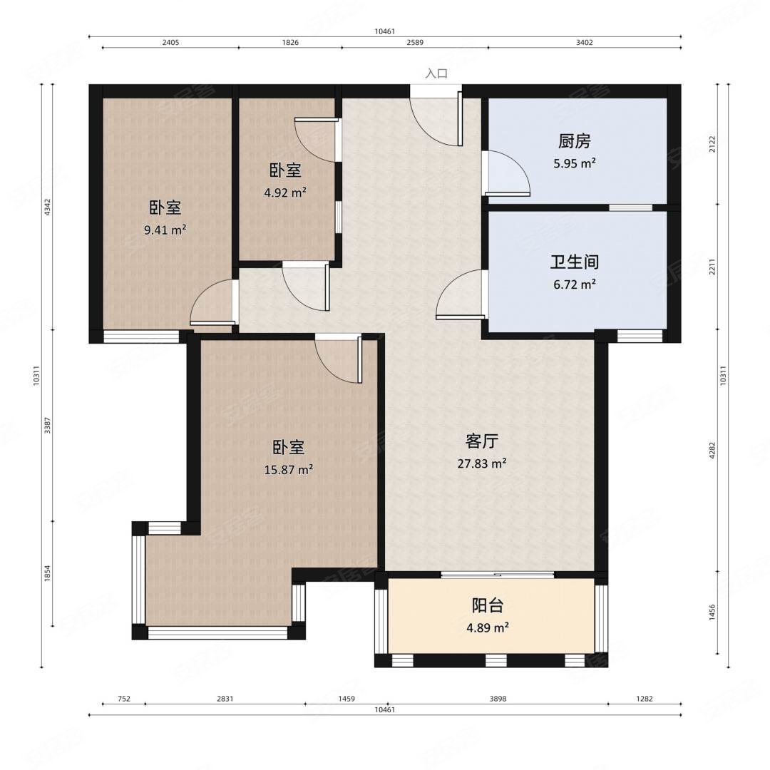 阳光花苑3室2厅1卫85㎡南85万