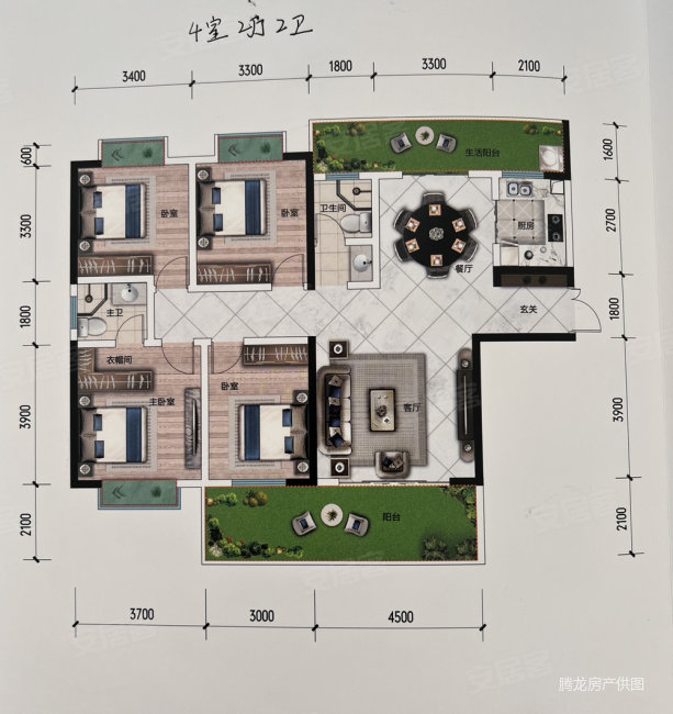 金玉名园4室2厅2卫130㎡南北69.8万