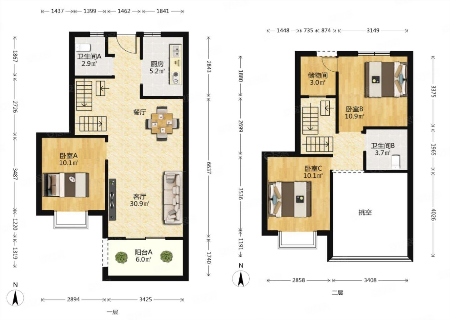 世茂湖滨  楼中楼,140平的套内,4房南北通透,动静分明