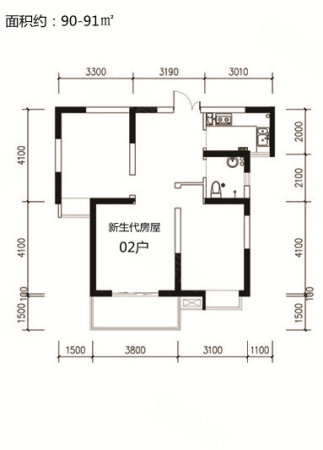 中铁铂丰尚都城2室2厅1卫91.09㎡南北125万