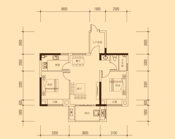 福州连江贵安贵安新天地贵府苑贵府苑两梯四户 户型两房朝南,全屋定制