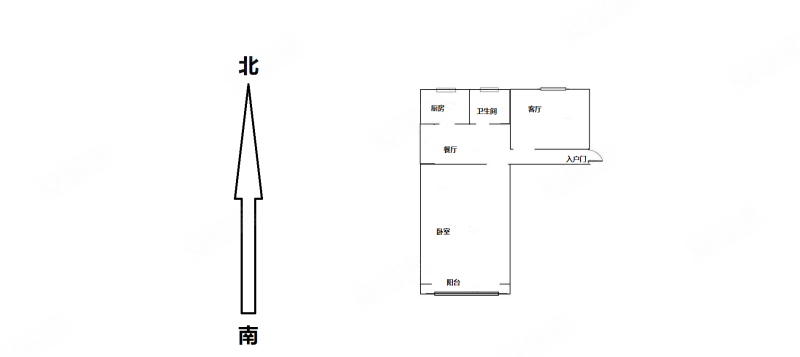 果园新里北区1室2厅1卫62.52㎡南北123万