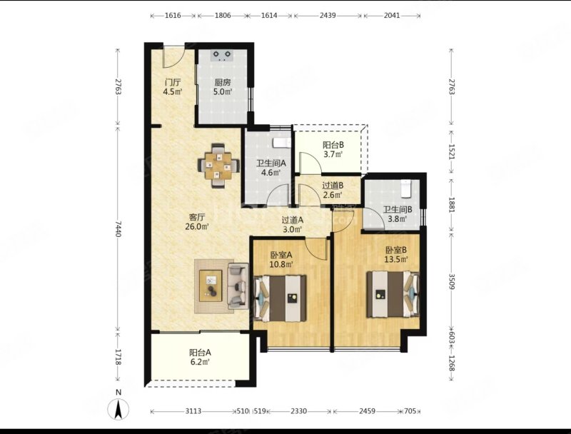 亚运城天韵 4房2卫 南北对流 婚房 保养新 可拎包入住