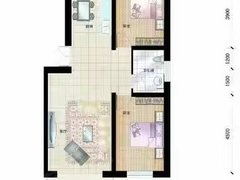 阜新细河细河城区金地盛园 步梯2层 两室两厅一卫 拎包入住出租房源真实图片
