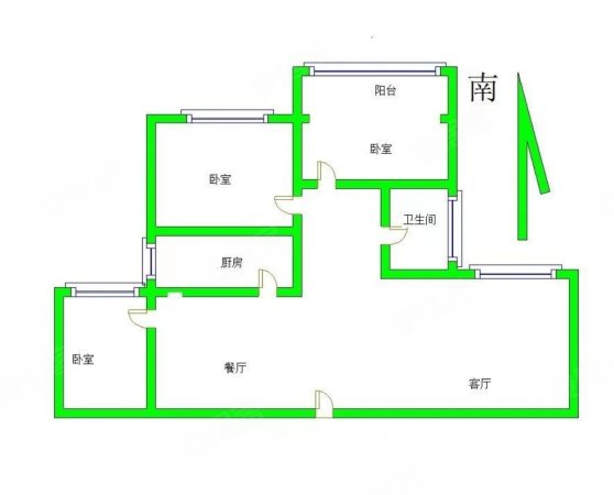 翰林苑3室2厅1卫90.56㎡南北70万