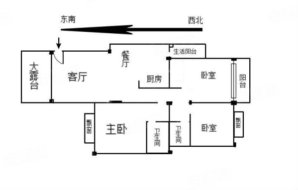 凯旋花园3室2厅2卫122.54㎡南北155万