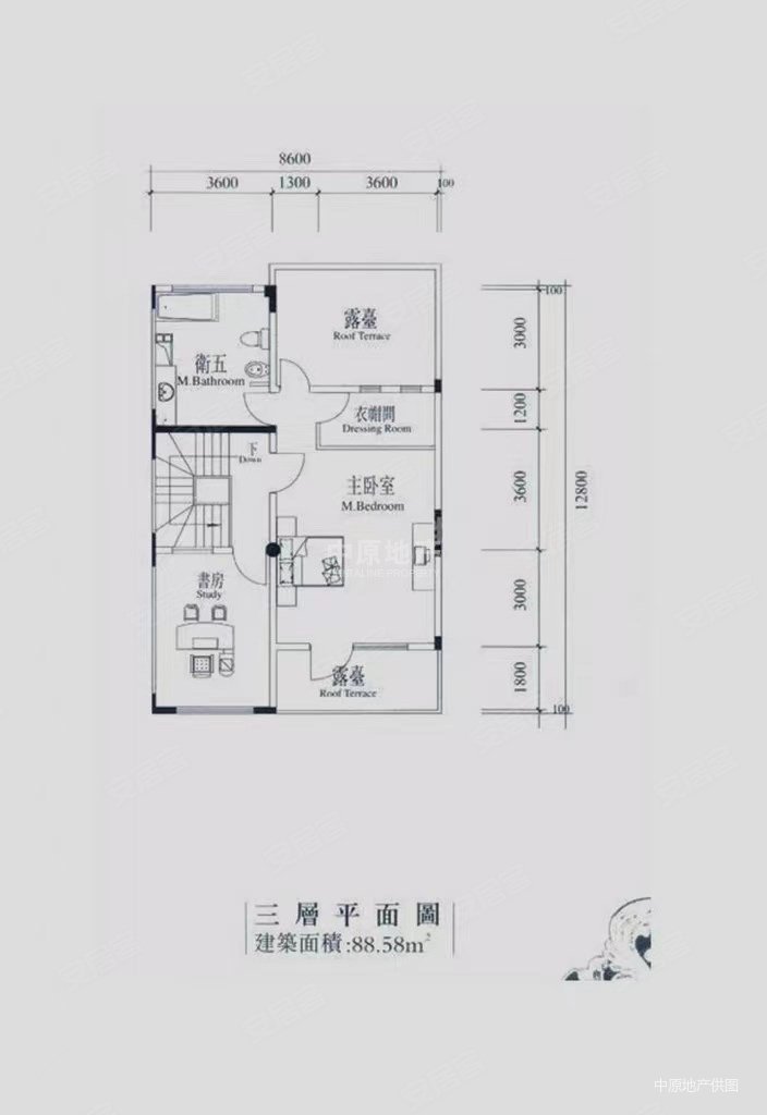 檀香山 客厅挑高6.5米 可加电梯 双拼别墅 三面公园