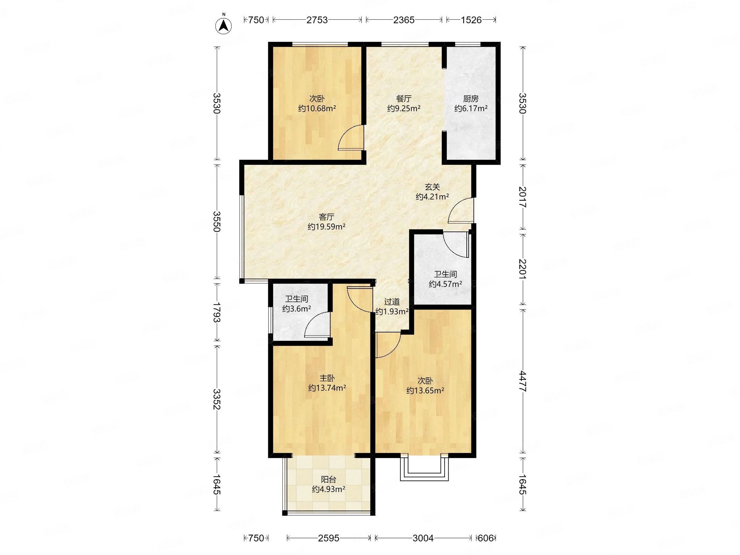 北城山水3室2厅2卫135.85㎡南北145万