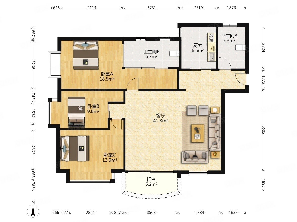 仙湖名苑 3 房  135.62 方 繁华地段 近地铁